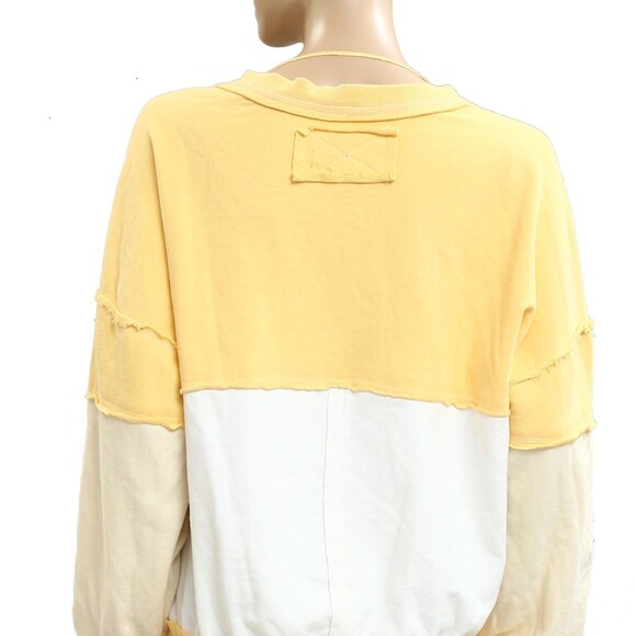 Free people We The Free First Base V-Neck Sweatshirt Top Ribbed Cotton S 283686 - Picture 8 of 9